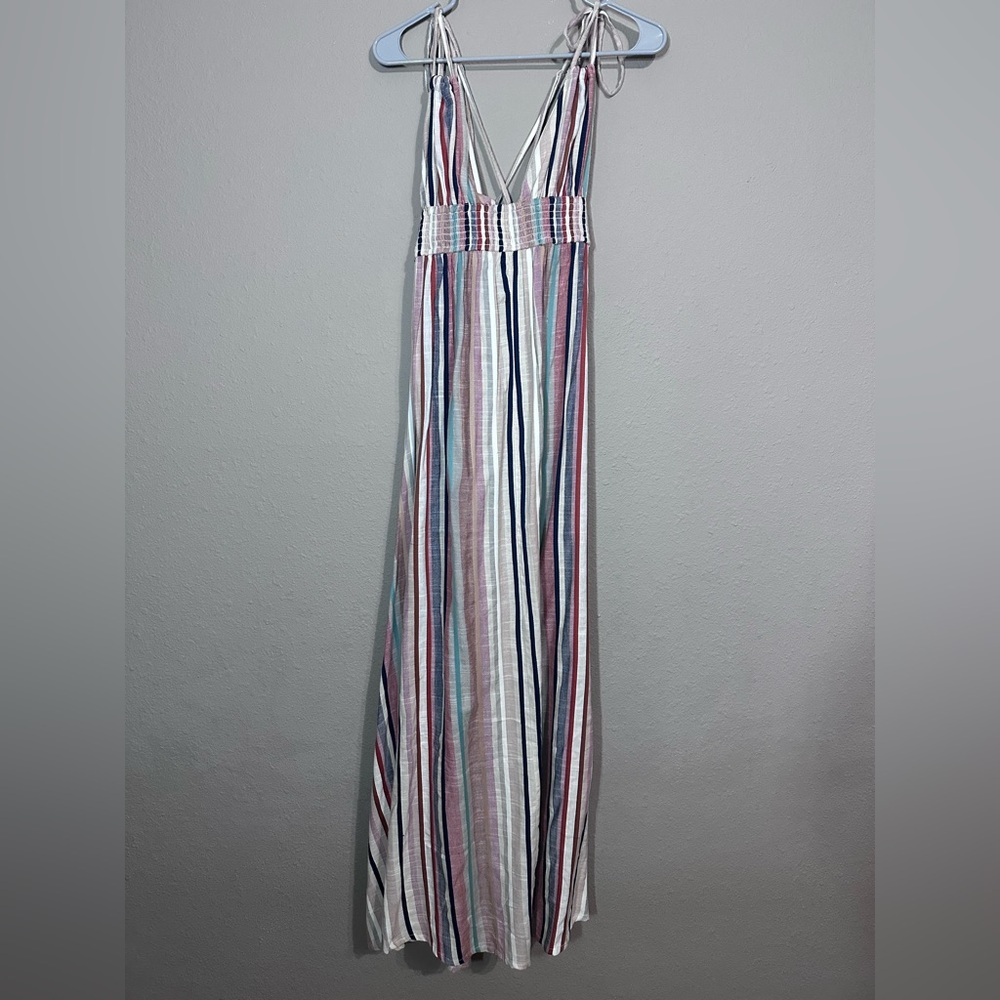 Striped Maxi Dress with Tie Straps